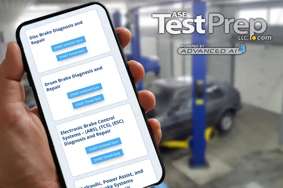 ASE content area quiz interface showing A6 electrical practice questions