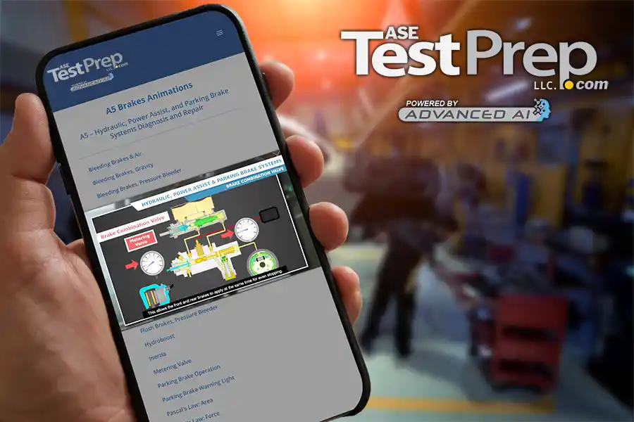 Animated video explaining automotive braking system operation for ASE A5 prep